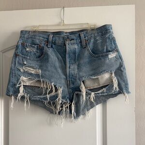 Levi's Light Blue Distressed Jean Shorts